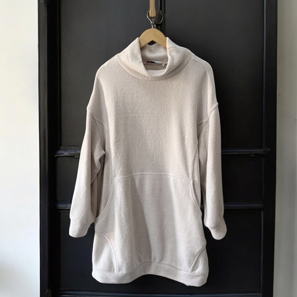 Free People Cream Cowl Neck Sweater Tunic